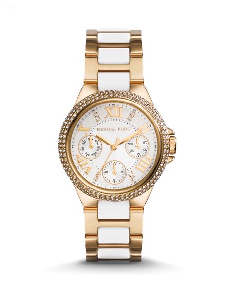 michael kors women's watch white and gold|michael kors camille gold watch.